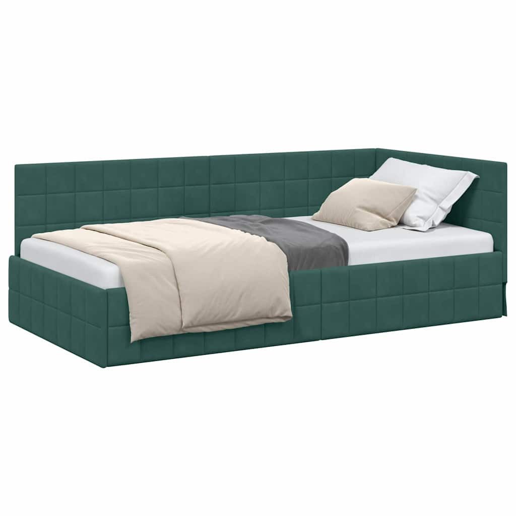vidaXL Bett Eckbettgestell mit Kopfteil Dunkelgrün günstig online kaufen