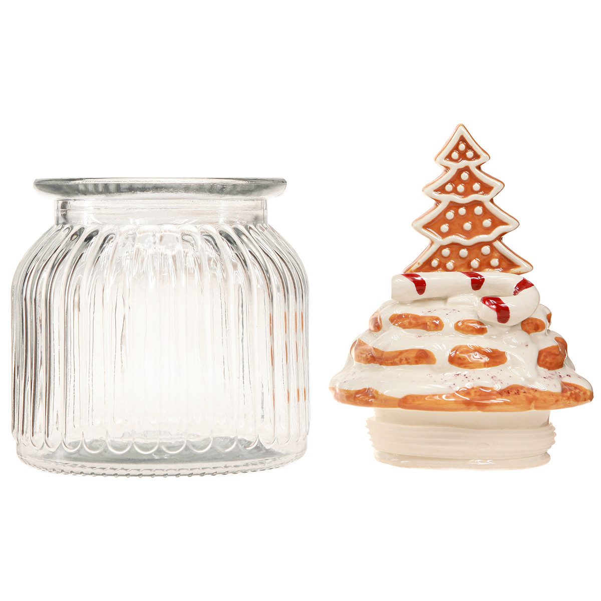 Kaemingk Weihnachtsmann Weihnachts Bonboniere Keksglas Tanne 21cm Glasgefäß Deko