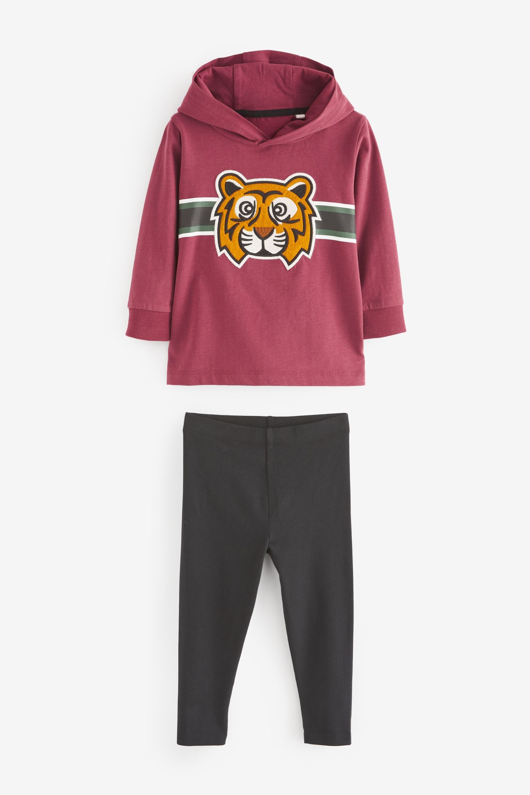 Next Shirt & Leggings Langarm-Hoodie und Leggings im Set (2-tlg) Berry Red Tiger