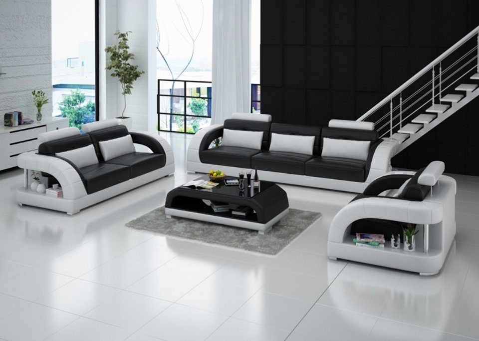 JVmoebel Sofa Ledersofa Couch Wohnlandschaft 3+2+1 Sitzer Garnitur Sofagarnitur, Made in Europe