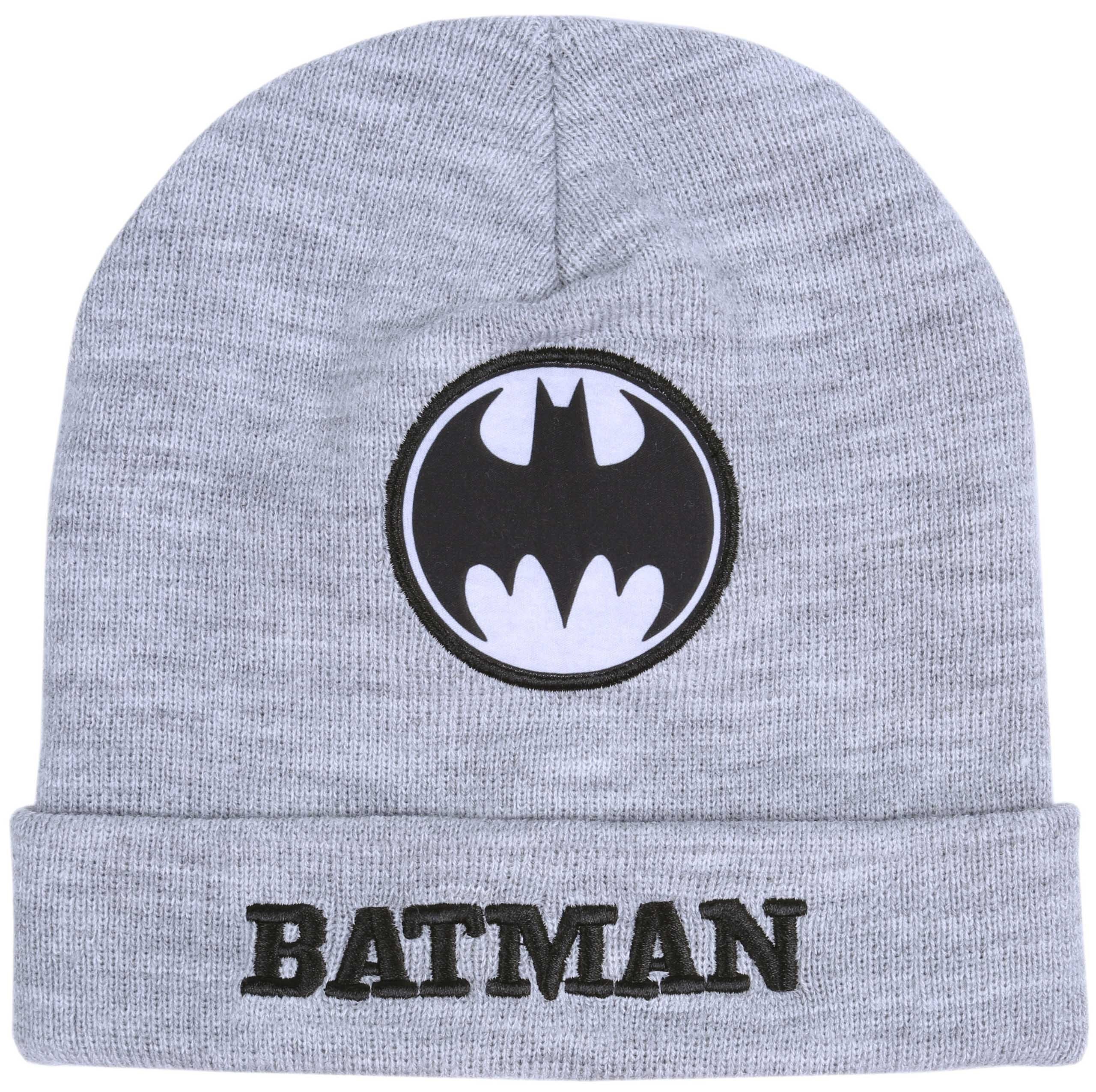 Sarcia.eu Beanie Hellgraue, warme Mütze mit Logo-Aufnäher von BATMAN 54