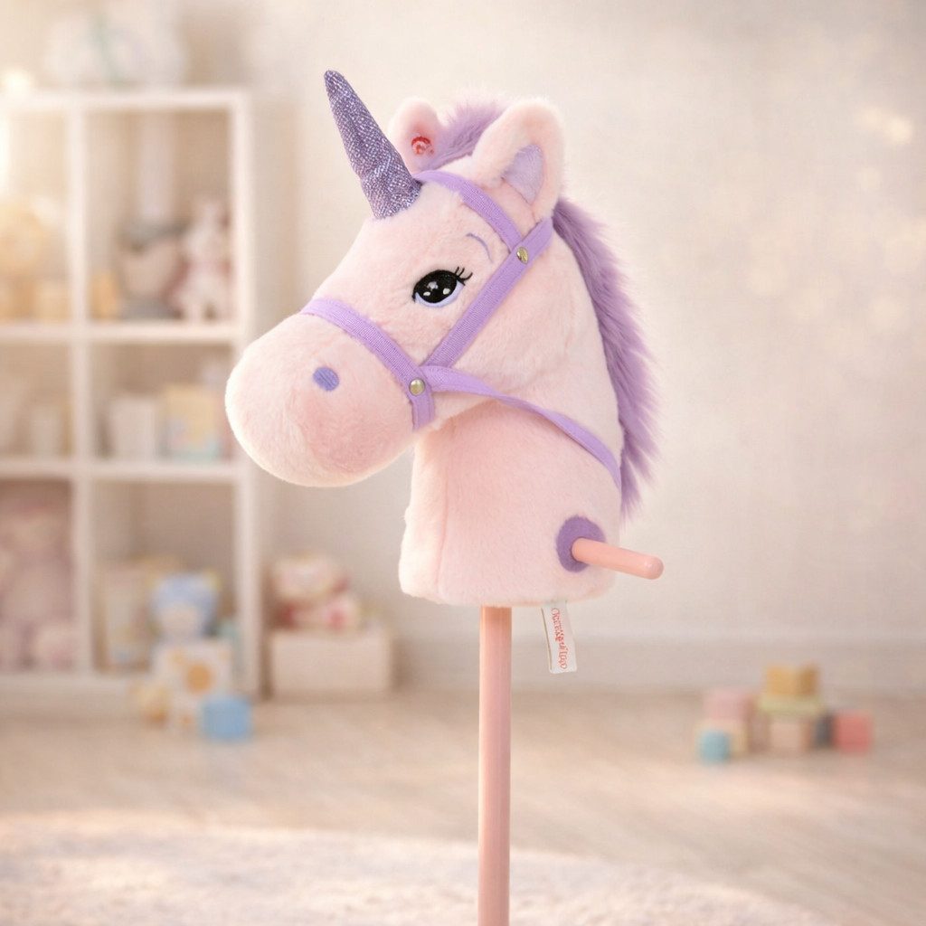 Sweety-Toys Steckenpferd Sweety Toys 10547 Einhorn Steckenpferd Rosa mit zwei Soundfunktionen, mit Sound