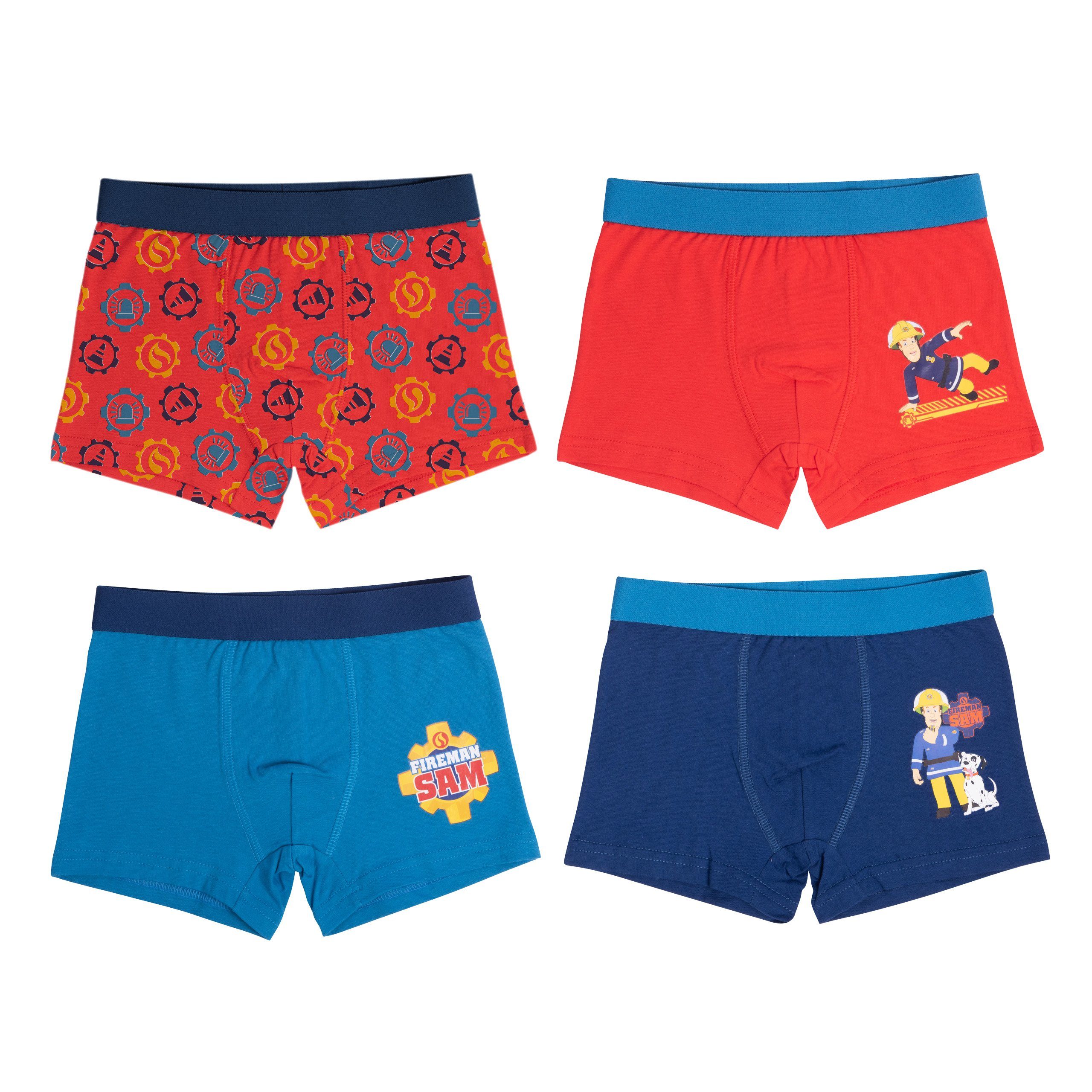 United Labels® Боксерские мужские трусы, боксерки Feuerwehrmann Sam - 4er-Pack