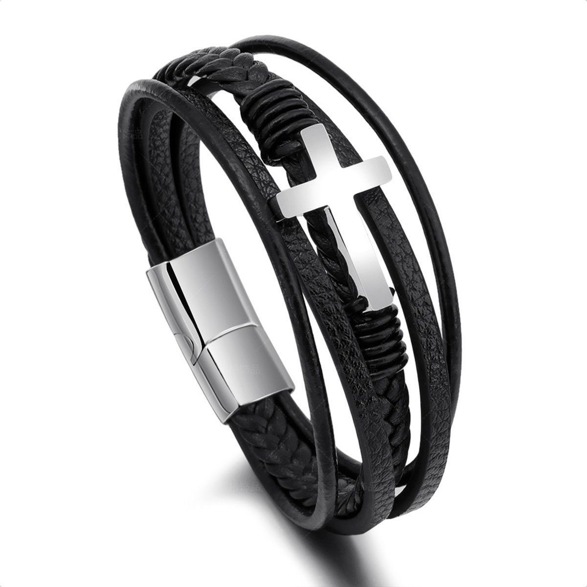 schwarz1 für Männer magnetisches Armband Kreuzarmband Geflochtenes AUKUU Armband