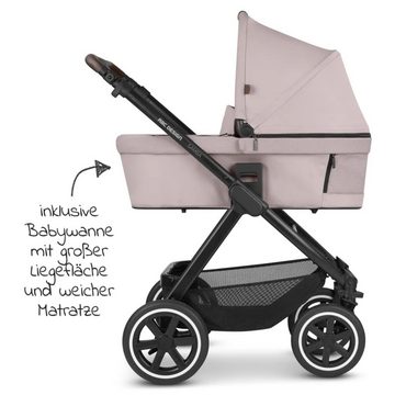 ABC Design Kombi-Kinderwagen Samba - 3in1 -Set - Pure Edition - Berry, Kinderwagen Buggy mit Babywanne, Babyschale, Sportsitz, Regenschutz