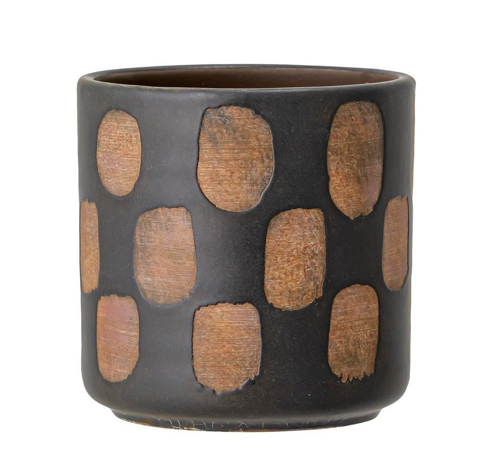Thumbnail - Bloomingville Blumentopf Avo Deco Flowerpot, Black, Terracotta, Ø12cm x 12cm, Avo, dekorativer Übertopf Dekotopf mit Tup...