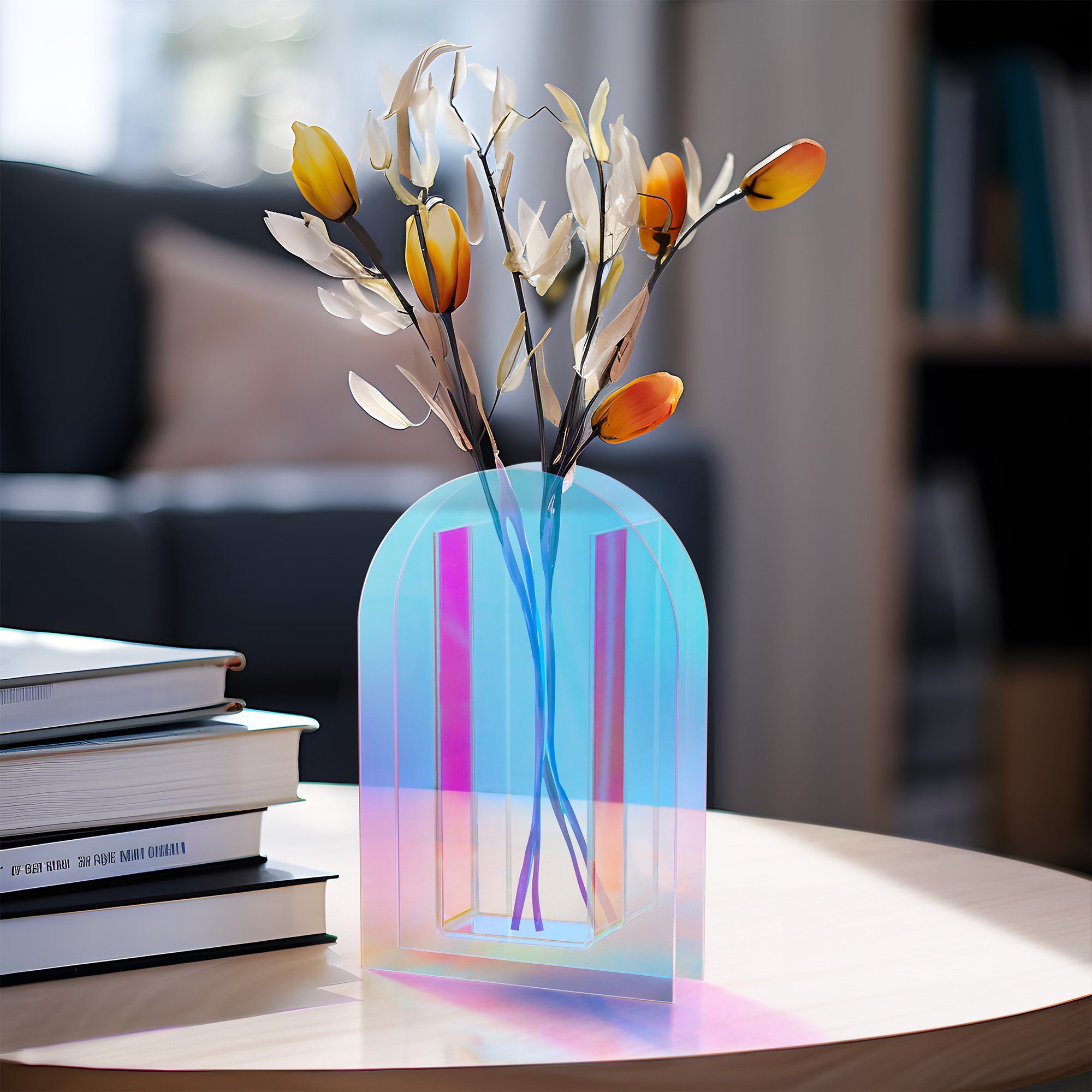 schillernd Dekovase Deko Vase aus - Navaris Blumenvase transparente Acryl - Acrylglas