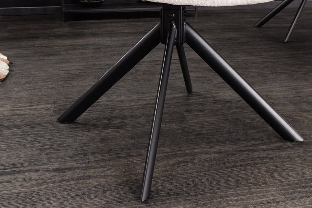 LebensWohnArt Stuhl Moderner Metallgestell LYON Strukturstoff Drehstuhl beige