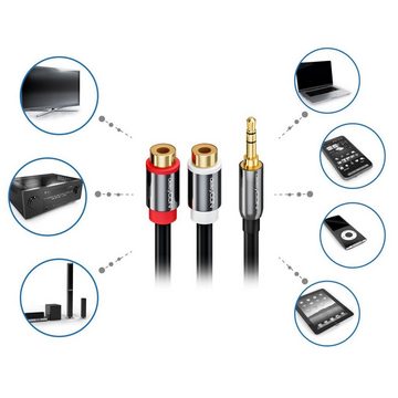 deleyCON deleyCON HQ Cinch zu Klinken Adapter- 3,5 Klinken Stecker zu 2x RCA Audio-Kabel