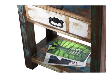 TPFLiving Nachtkommode Anderson - mit drei Schubladen und einem Ablagebogen (aus bunt lackiertem Altholz - bunt, Nachttisch), Produktlinie: Alaska - Breite: 60 cm, Höhe: 79 cm, Tiefe: 32 cm