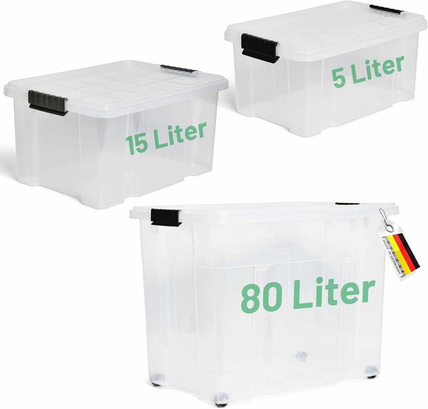 Novaliv Aufbewahrungsbox 30544-TRA-S5 (1 St), Novaliv 5 tlg Sparset Aufbewahrungsboxen mit Deckel Transparent 1x80 L