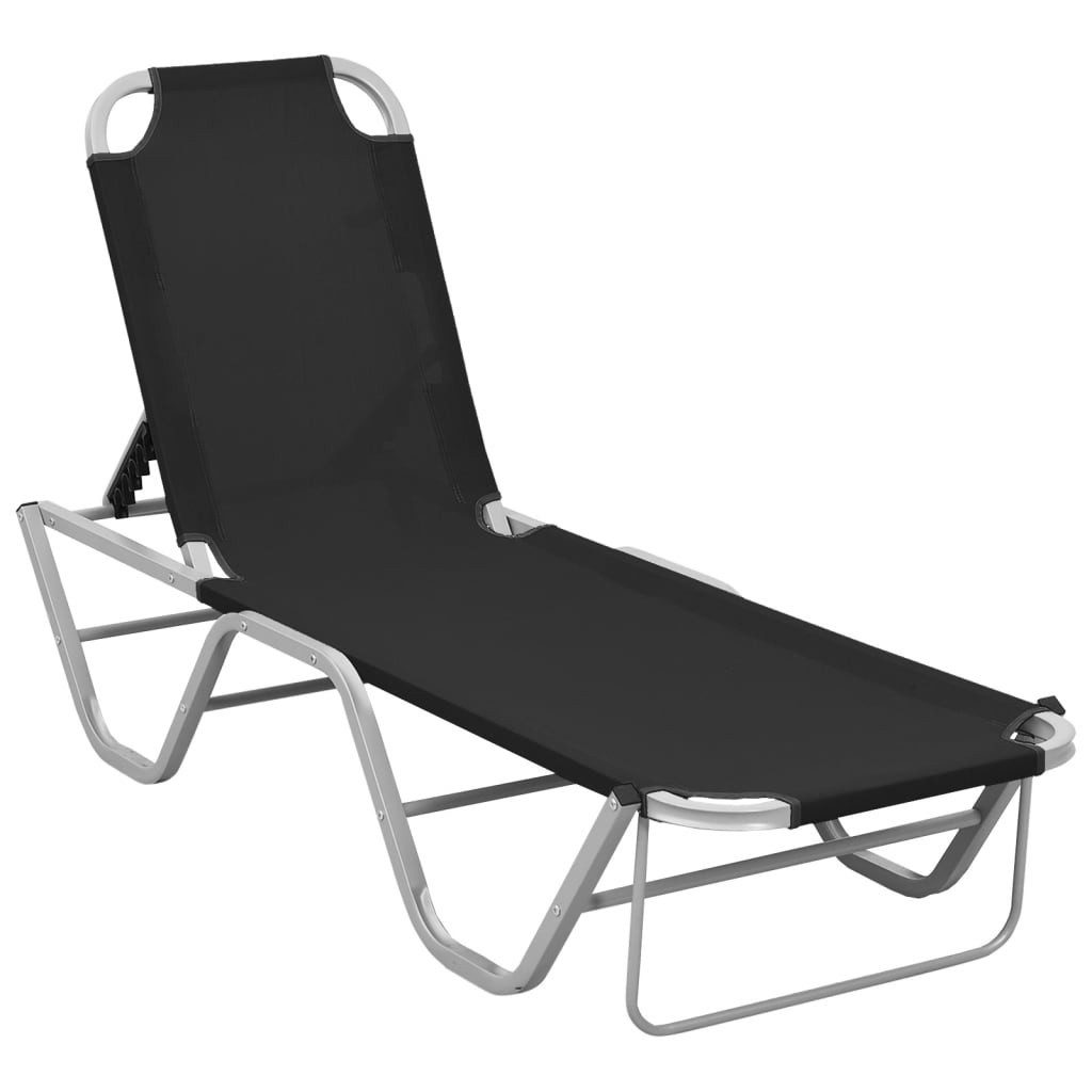 Gartenliege Sonnenliege Aluminium und Textilene Schwarz