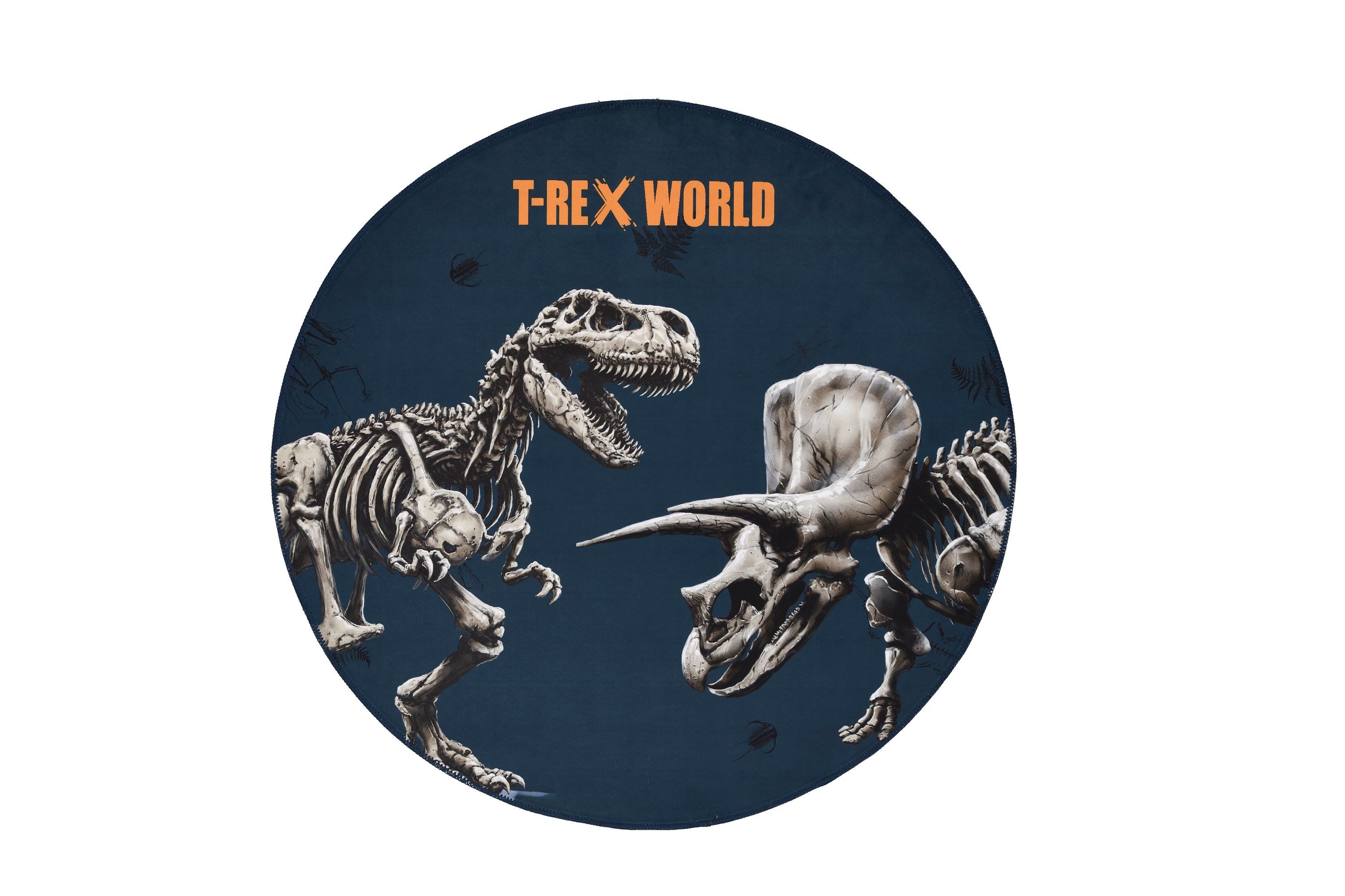 T-REX WORLD Kinderteppich T-Rex World blau, rund