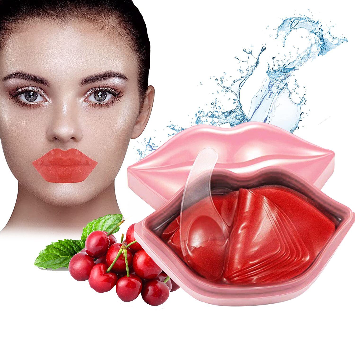 COOL-i ® Lippenpflegestift, Anti-Aging Cherry Feuchtigkeitsgel Lippenmaske, Anti-Aging-Feuchtigkeitsgel-Lippenmaske für trockene und rissige Lippen - 20 Stück