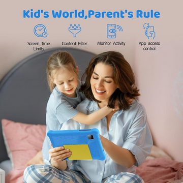 Yicty Kinder Dual-Kamera, GMS, stoßfeste Hülle, vorinstallierte Kinder-App Tablet (7", 32 GB, Android 12, Leistungsstarkes Multifunktionsgerät für unterwegs)