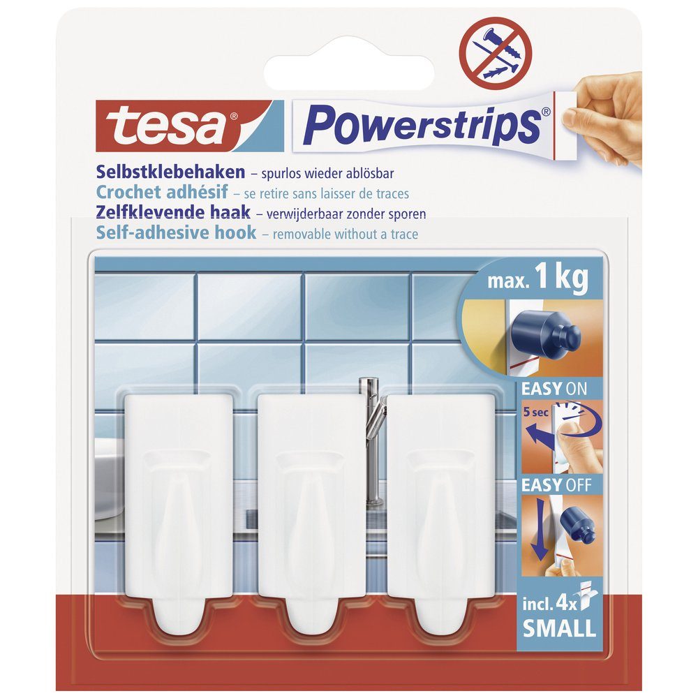Klebehaken tesa POWERSTRIPS® Klebehaken Small Trend Weiß Inhalt: 3 St.