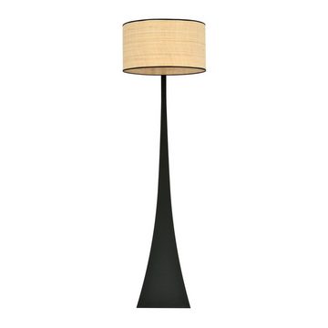Licht-Erlebnisse Stehlampe ELINA, ohne Leuchtmittel, Metall Korbschirm E27 157 cm hoch Schwarz Natur Modern