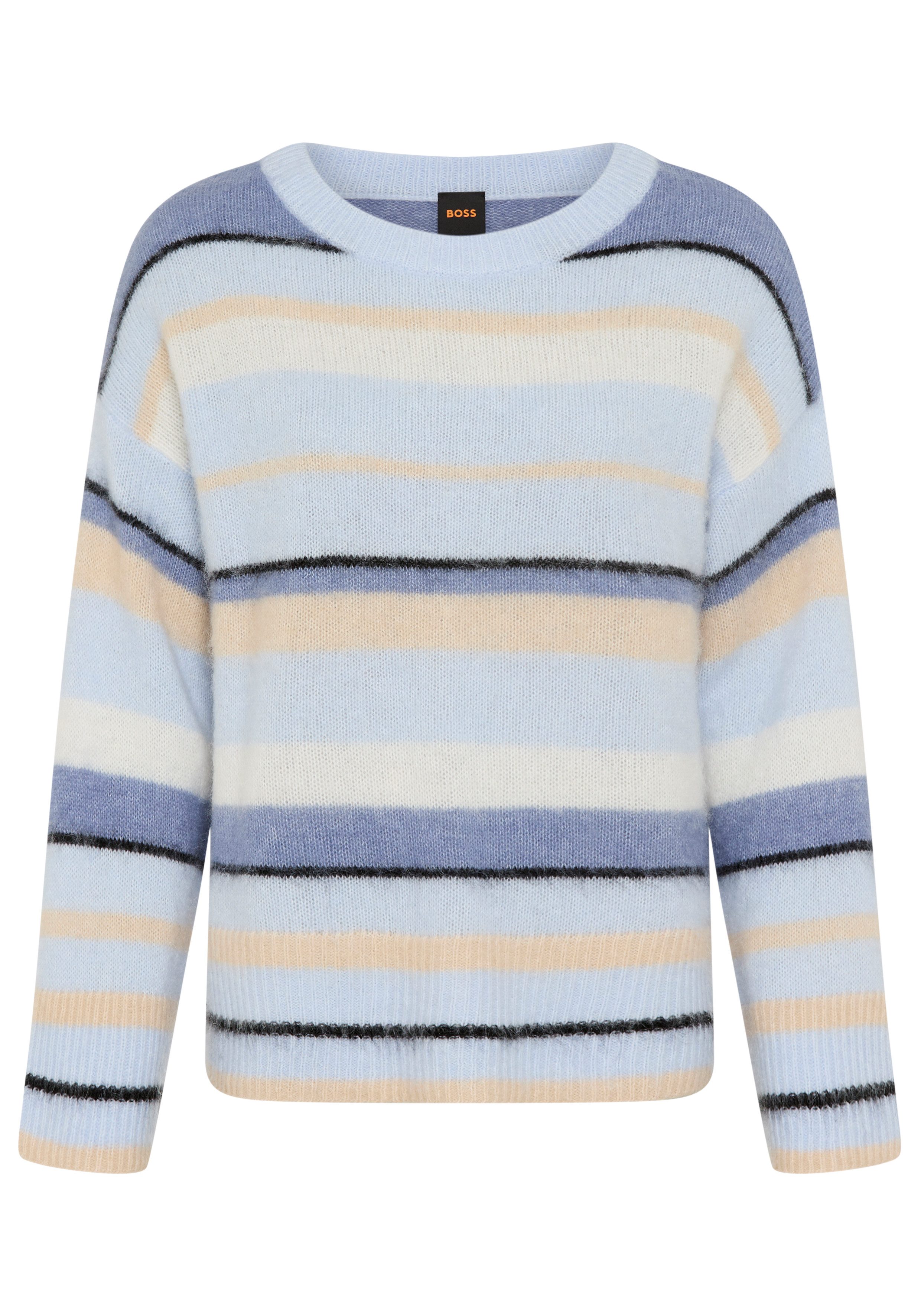 BOSS ORANGE Strickpullover Fosset Premium Damenmode mit Alpaka-Wolle, gestreift