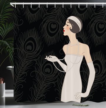Abakuhaus Duschvorhang Moderner Digitaldruck mit 12 Haken auf Stoff Wasser Resistent Breite 175 cm, Höhe 180 cm, Old Hollywood Art Deco-Design