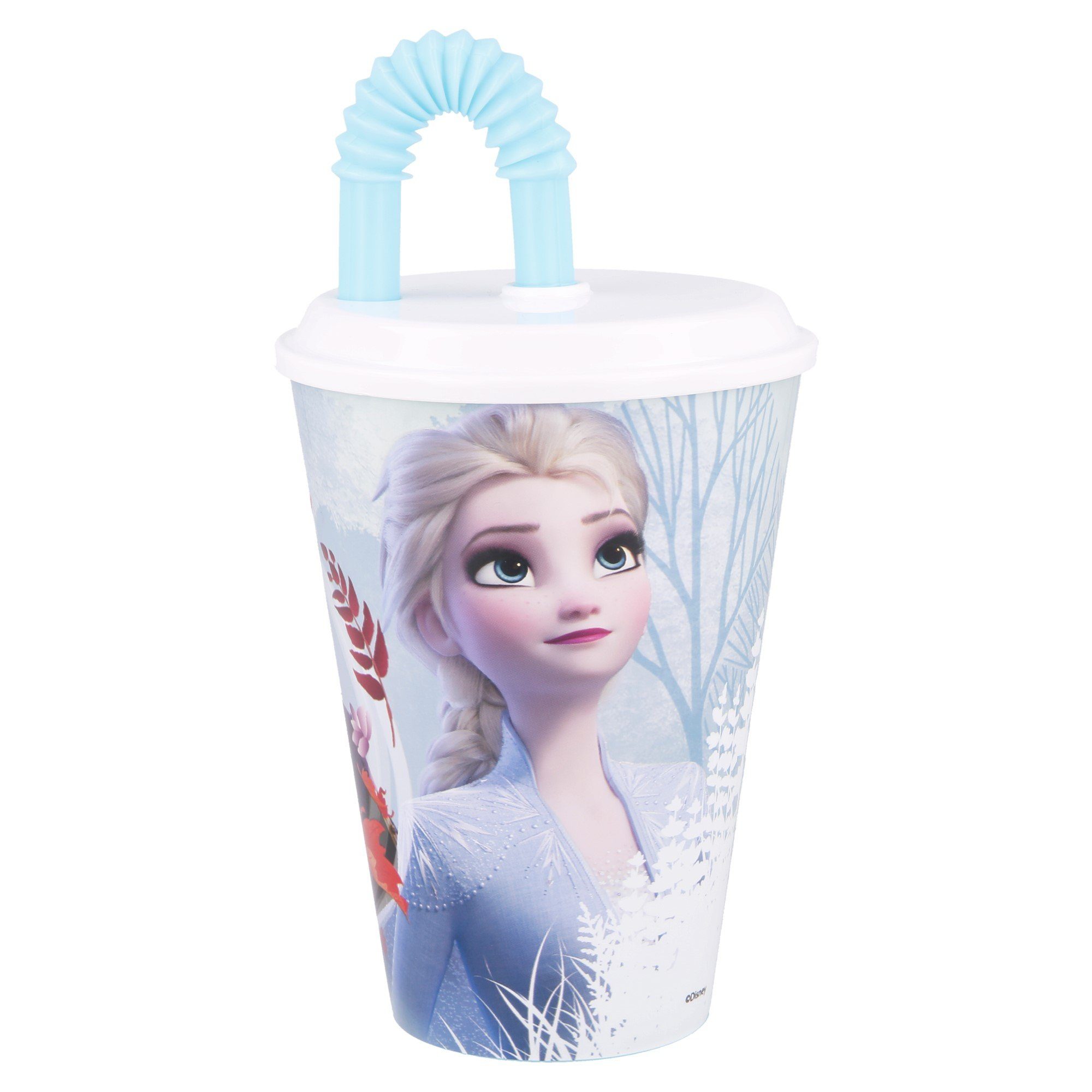 frei Deckel Disney Kinderbecher, Frozen ml 430 BPA Trinkhalm und Kunststoff, mit