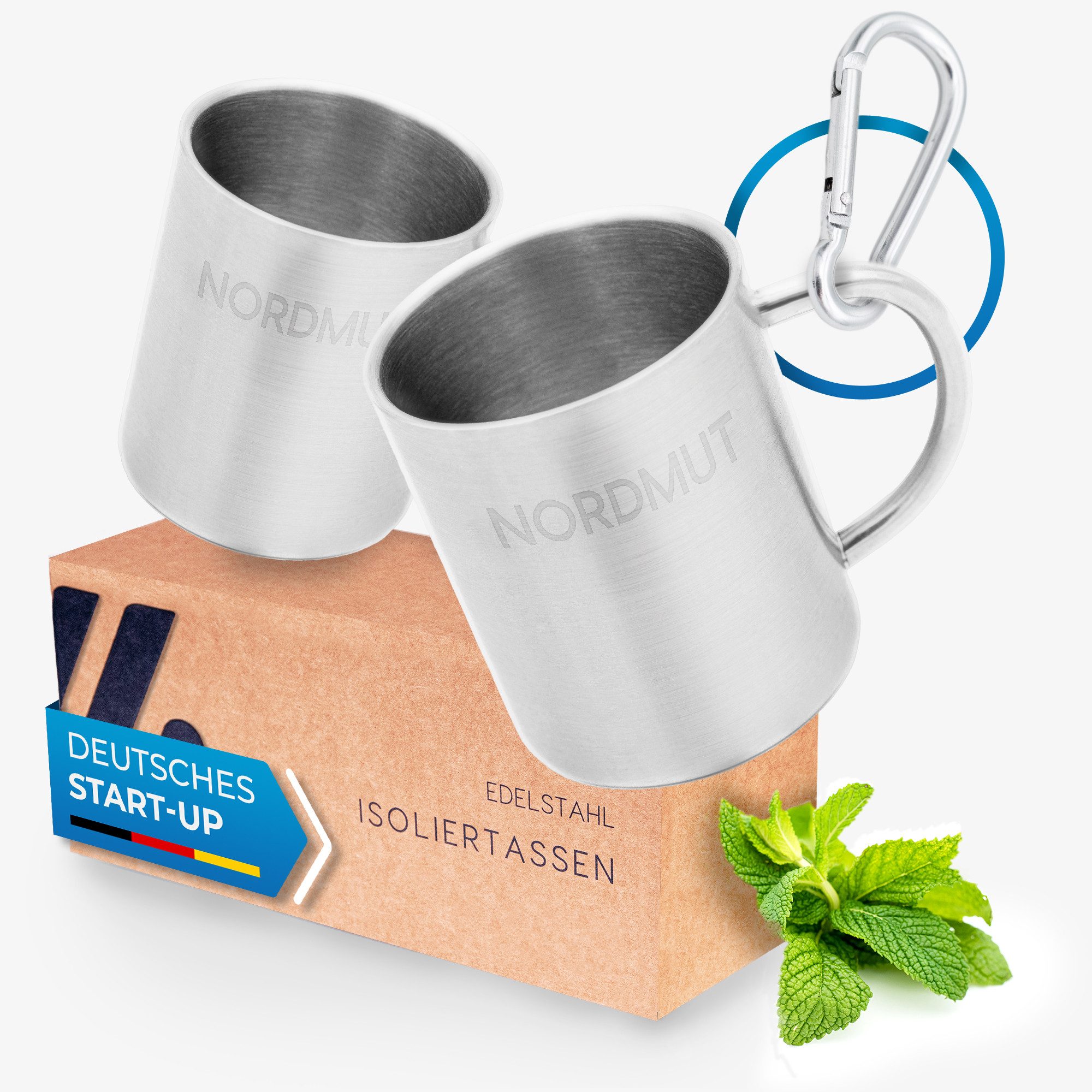 Nordmut Thermobecher NORDMUT® Edelstahl Thermobecher [2er Set], doppelwandig isoliert, rostfreier Edelstahl