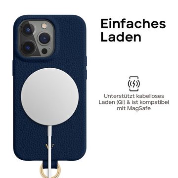 wiiuka Handykette skiin LOOP Hülle für iPhone 14, Handyhülle / Kette, Handgefertigt - Deutsches Leder, Premium Case