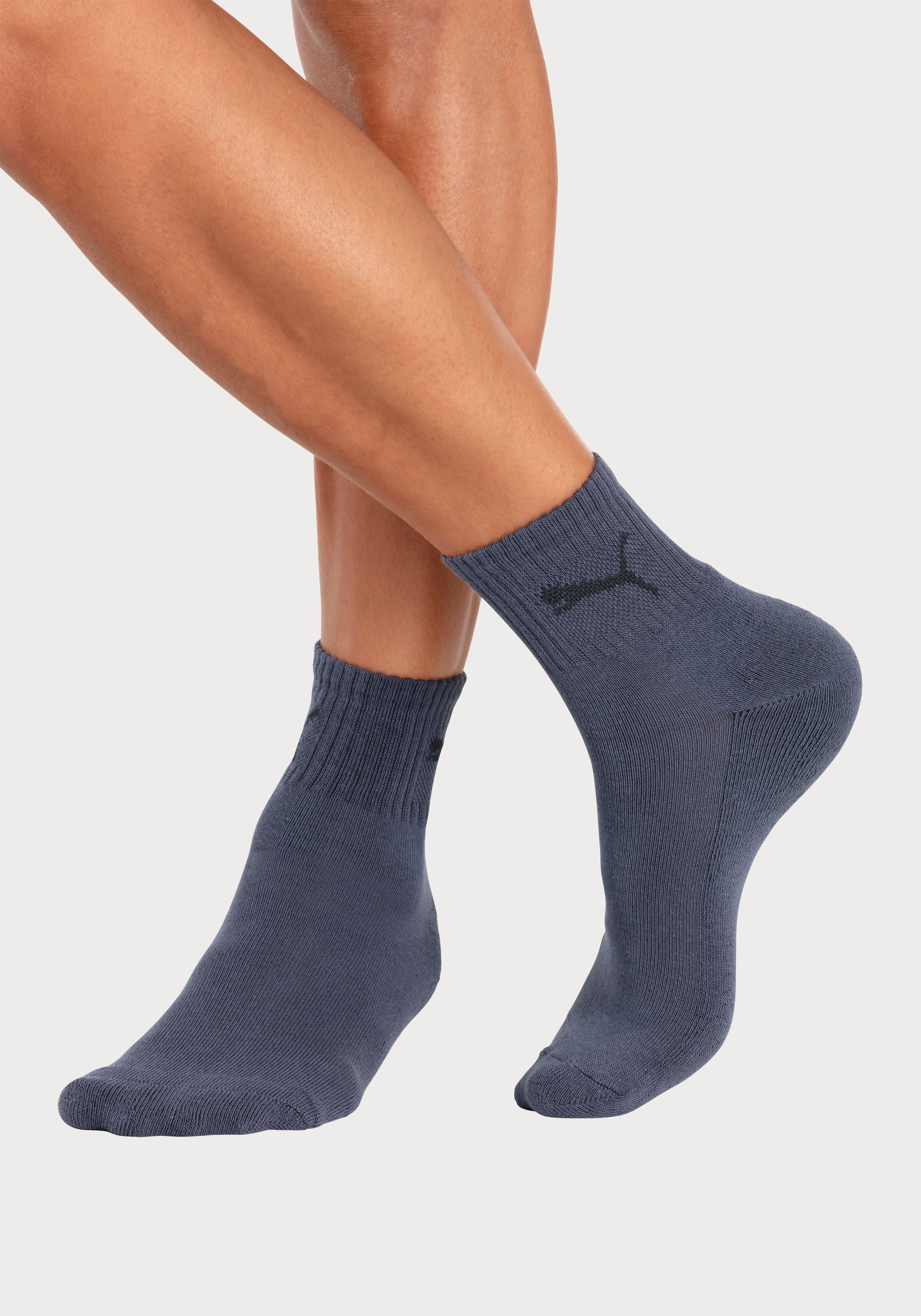 Sportsocken klassischer short 1x (3-Paar) nightshade 1x mit navy, crew hellgrau-melange, PUMA Rippe 1x