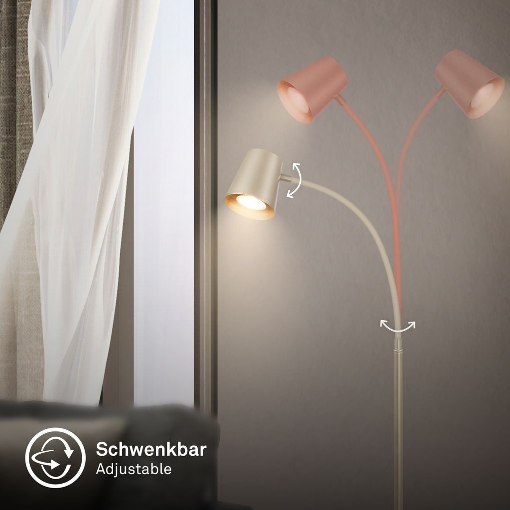 Briloner Leuchten Stehlampe Stehleuchte Schwenkbar Kabelschalter GU10, ohne Leuchtmittel, Abhängig vom Leuchtmittel - Warmweiß / Neutralweiß / Kaltweiß, 42,5x127,5 cm, Büro, Wohnzimmer, Schlafzimmer