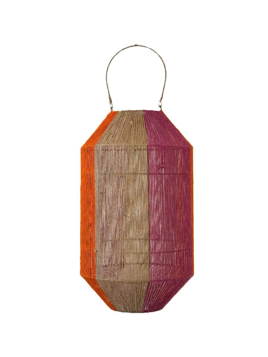 Van der Leeden Windlicht Laterne ORANGE/PINK Jute Natur/Orange/Fuchsia, Ø 34cm H 60cm