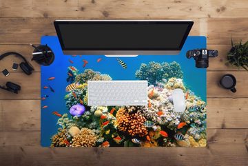 MuchoWow Gaming Mauspad Tropisch - Fische - Korallen (1-St), Büro für Tastatur und Maus, Mousepad Gaming, 90x60 cm, XXL, Großes