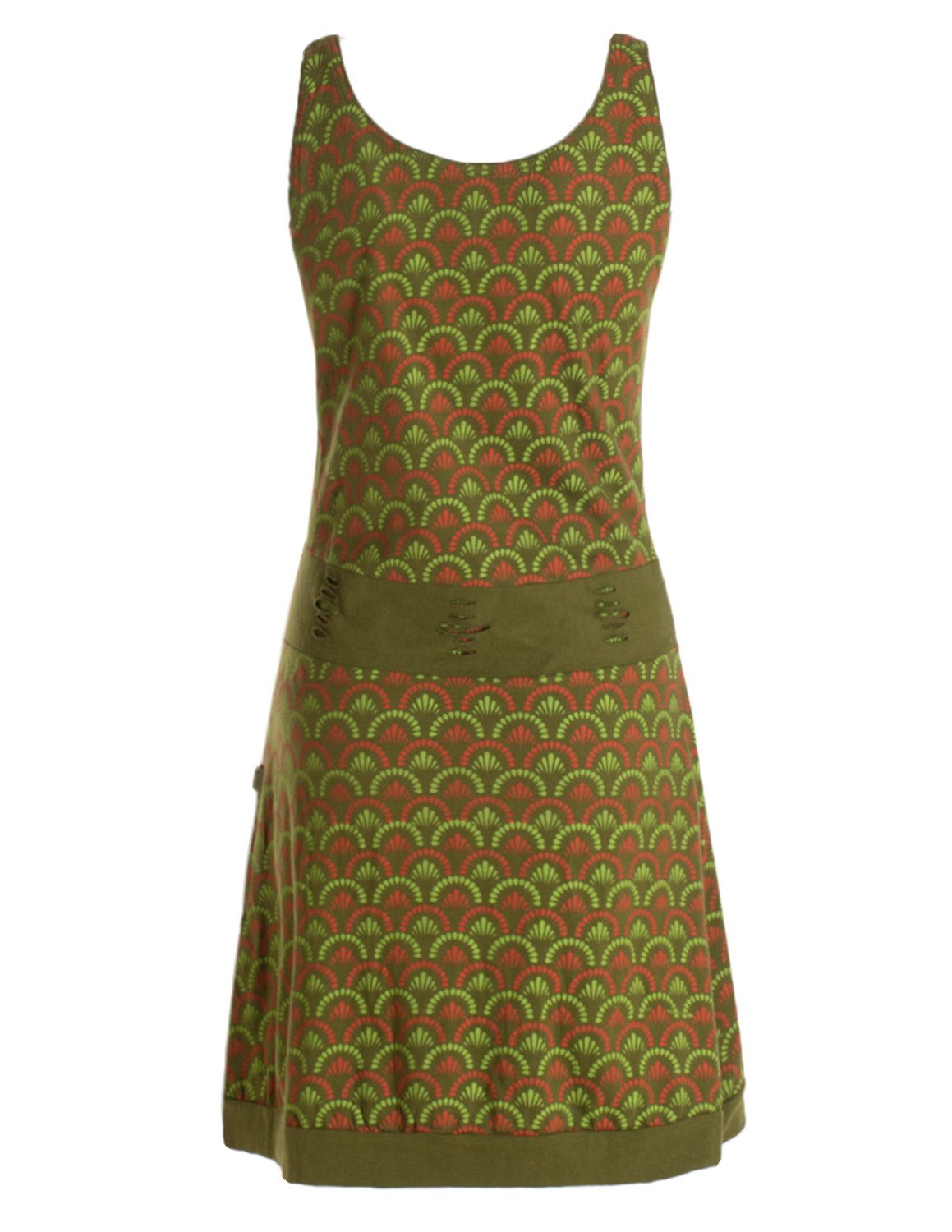 Vishes Sommerkleid Jersey Kleid Bedruckt Cutwork Taillenbund Baumwolle Alternative Mode, Boho, Hippie, Ethno, Festival
