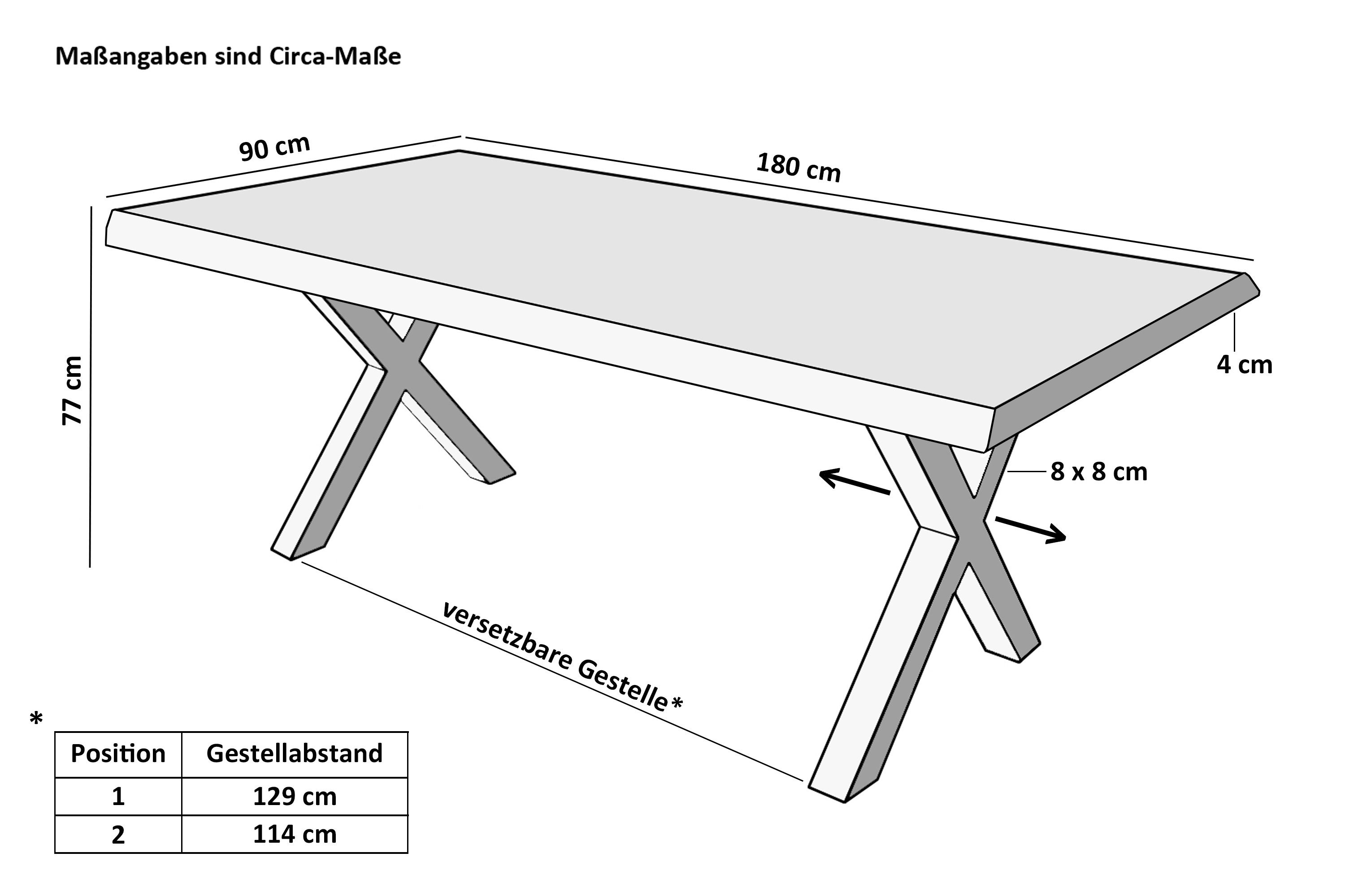 SAM® Esstisch Thorin, Verschiedene Optiken, X-Metallgestell, Baumkante günstig online kaufen
