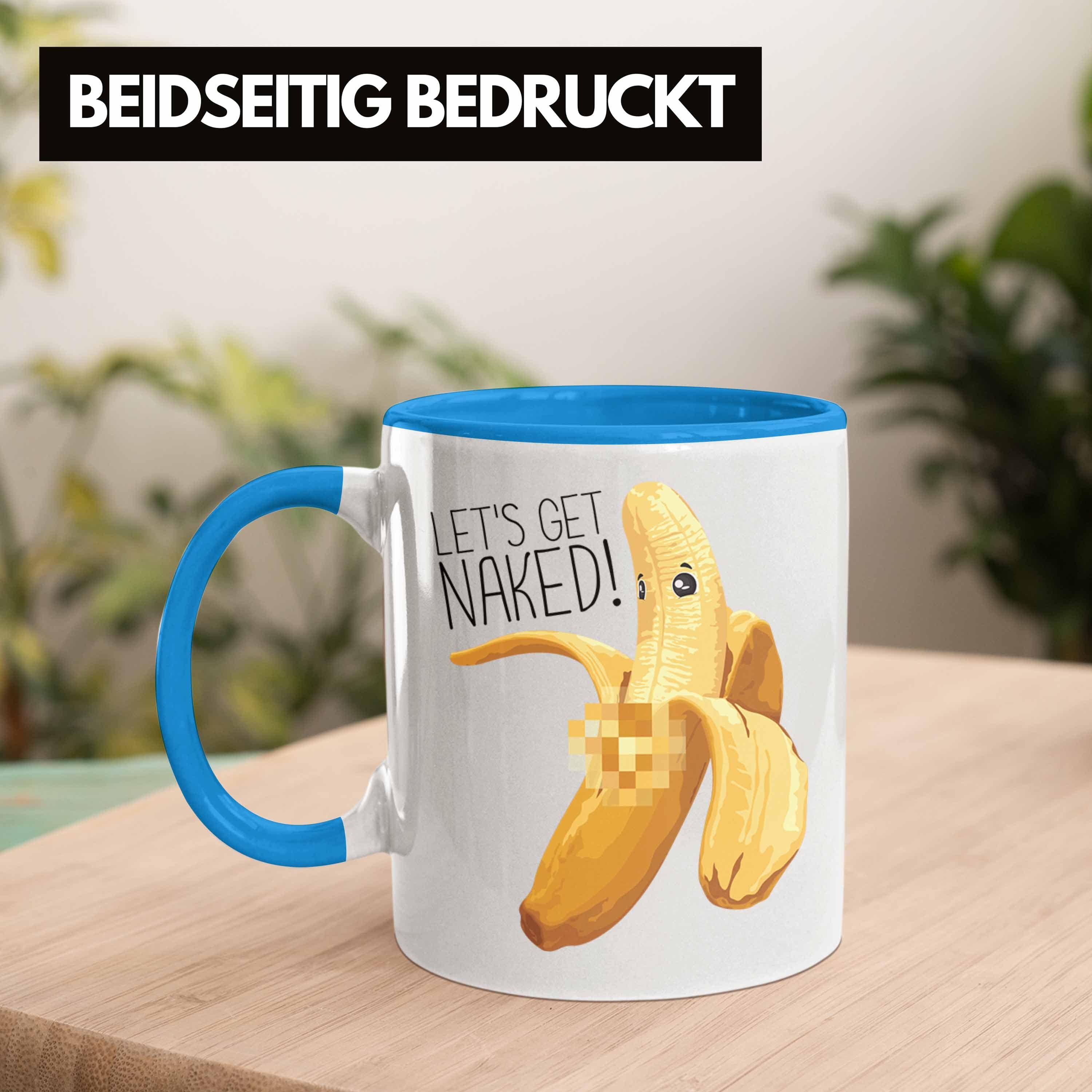 Tasse Lets Trendation Banane Striptease Blau Geschenk Get Humor Erwachsener Naked Tasse Bech