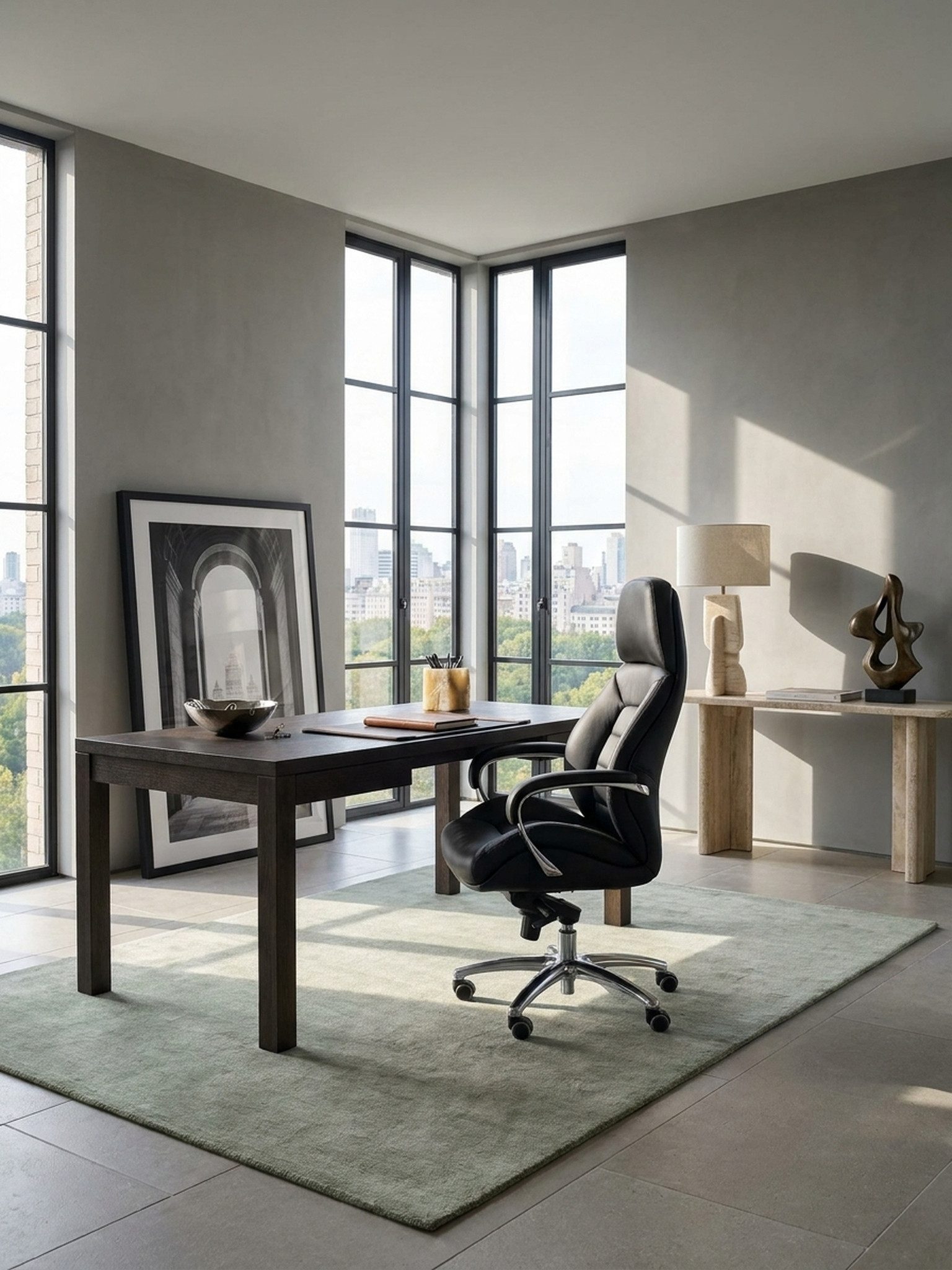 KADIMA DESIGN Chefsessel Designer Bürostuhl Bezug Echtleder Schwarz Schreibtischstuhl bis 120 (kg, XXL Design Chefsessel höhenverstellbar, Drehstuhl ergonomisch mit), Armlehnen & hoher Rückenlehne, Wippfunktion
