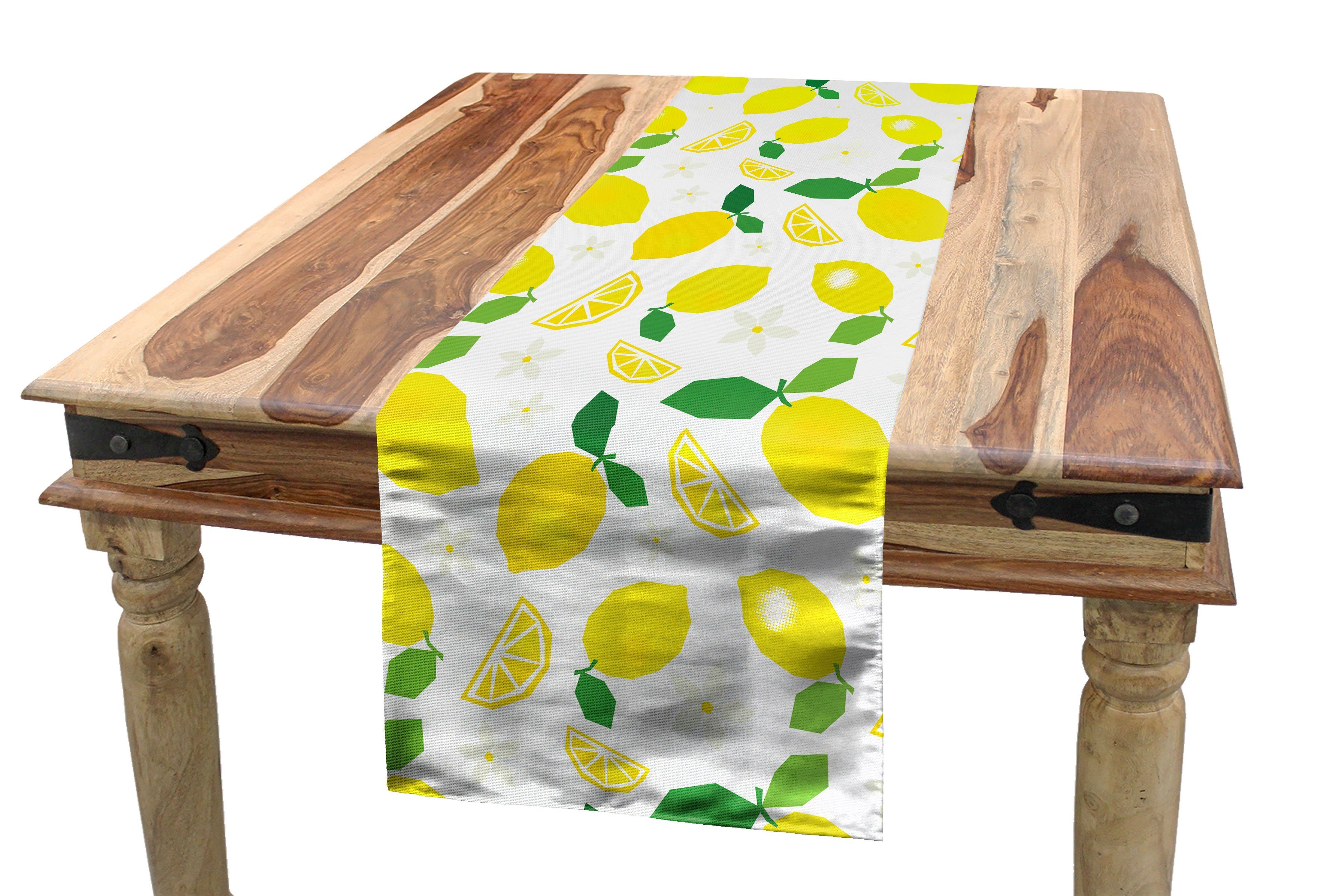 Esszimmer Tischläufer, Citrus Abakuhaus Zitronen Tischläufer Blätter Blumen-Grafik Küche Dekorativer Rechteckiger