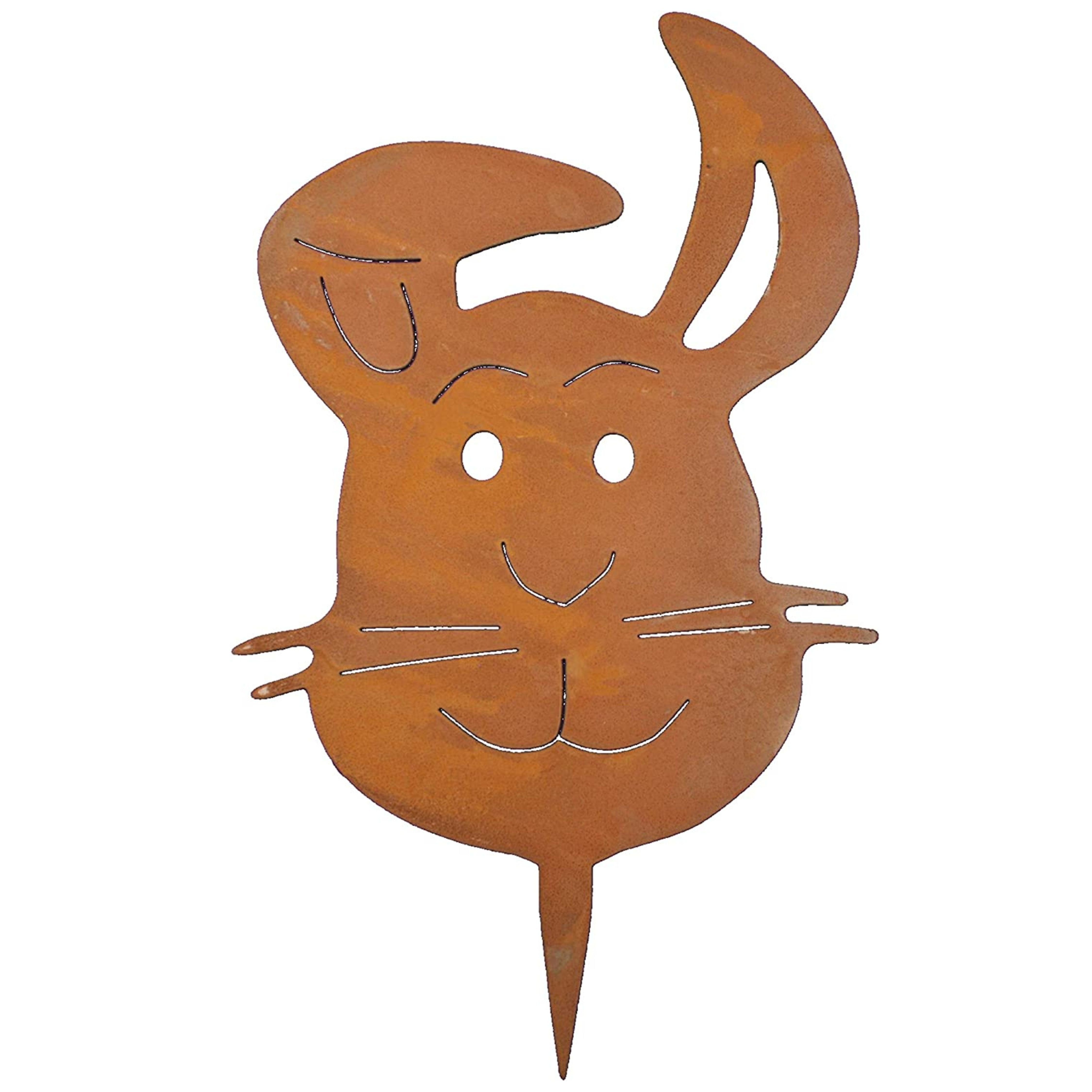 Rostikal Osterfigur Gartenstecker Hase Osterdeko Baumstecker, echter Rost