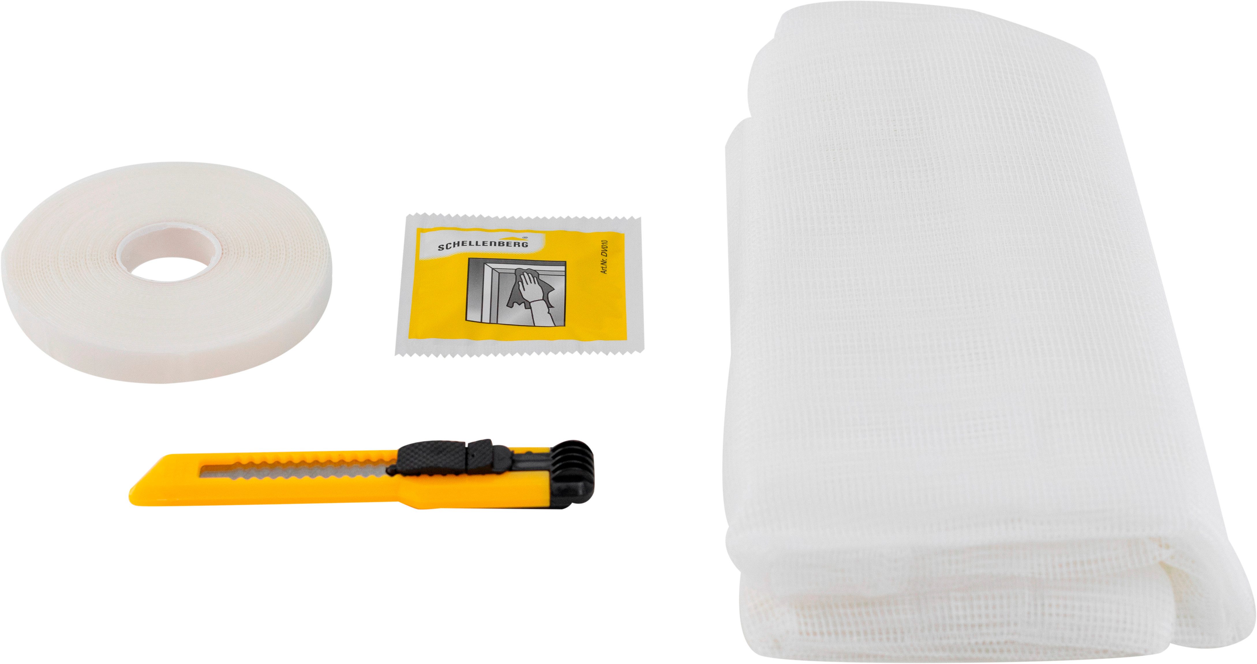 SCHELLENBERG Fliegengitter-Gewebe für Fenster ohne bohren, (Set, 5-St), Insektenschutz inkl. Befestigungsband, 130 x 150 cm, anthrazit, weiß – Bild 3 von 5