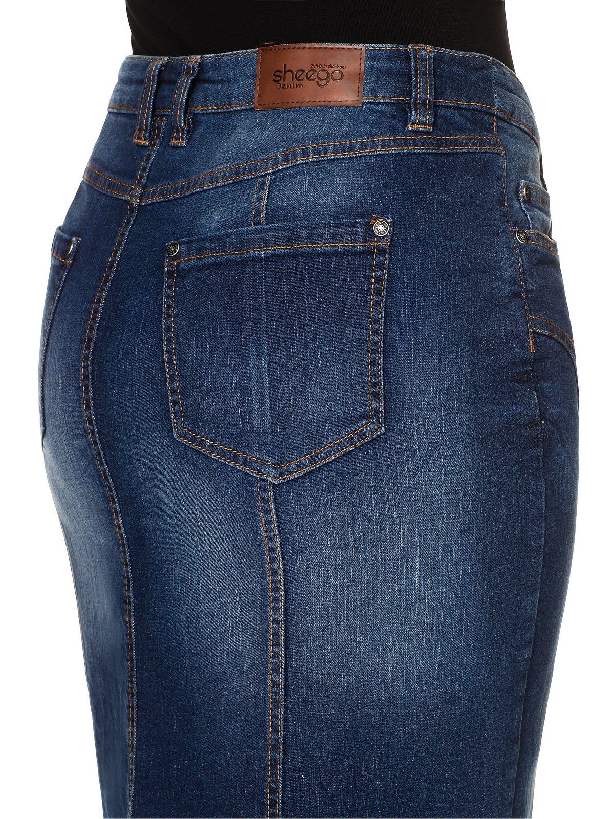 Sheego Jeansrock Große Größen Used Effekte, jedes Teil ein Unikat