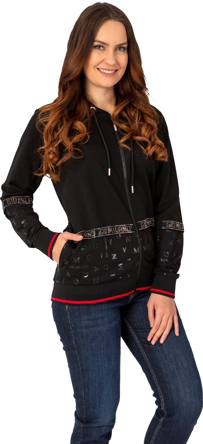 Gio Milano Kapuzensweatjacke G25-9100 mit Label-Details günstig online kaufen