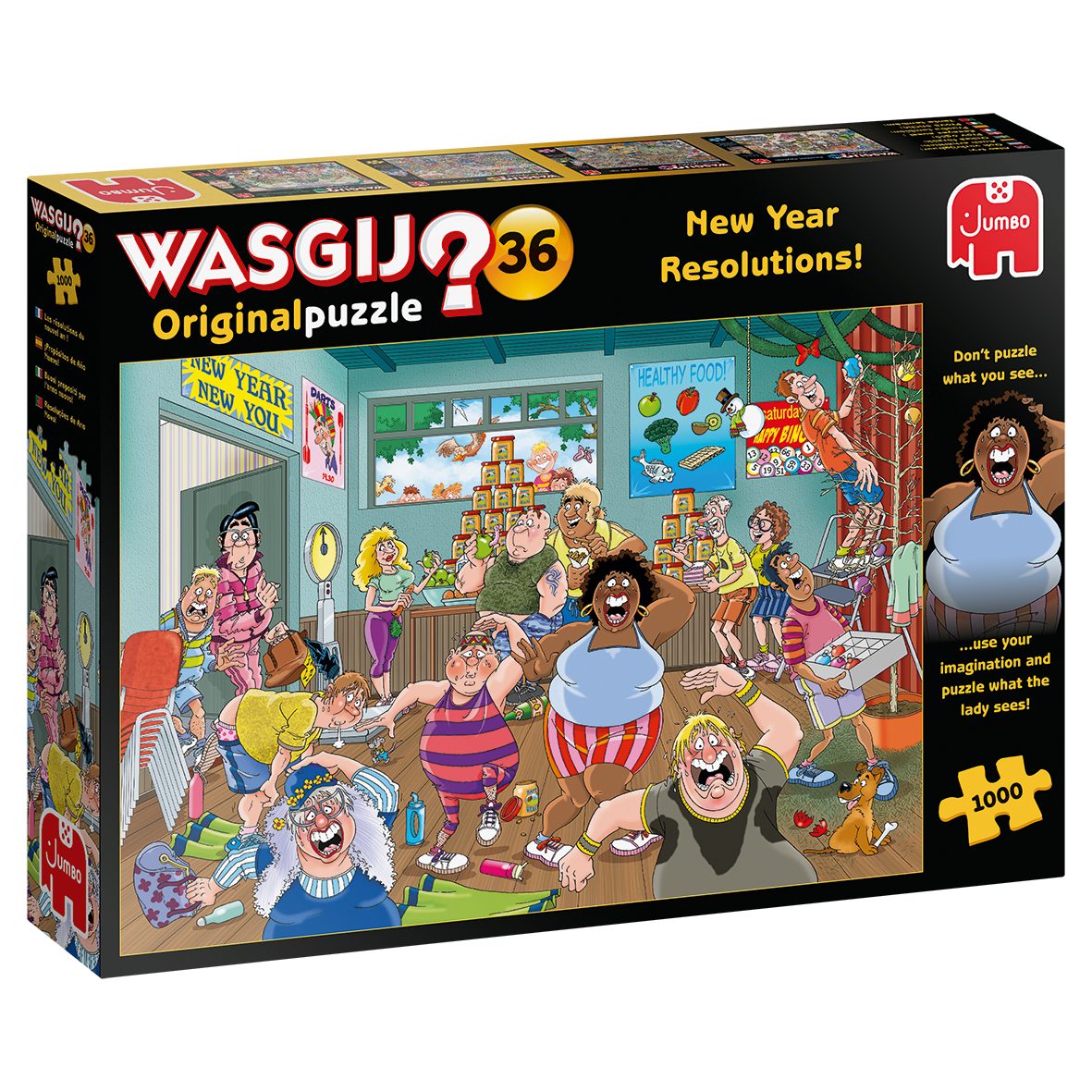 Jumbo Spiele Puzzle Wasgij Original 36 Neujahres Vorsätze 1000 Teile Puzzle, 1000 Puzzleteile, Made in Europe