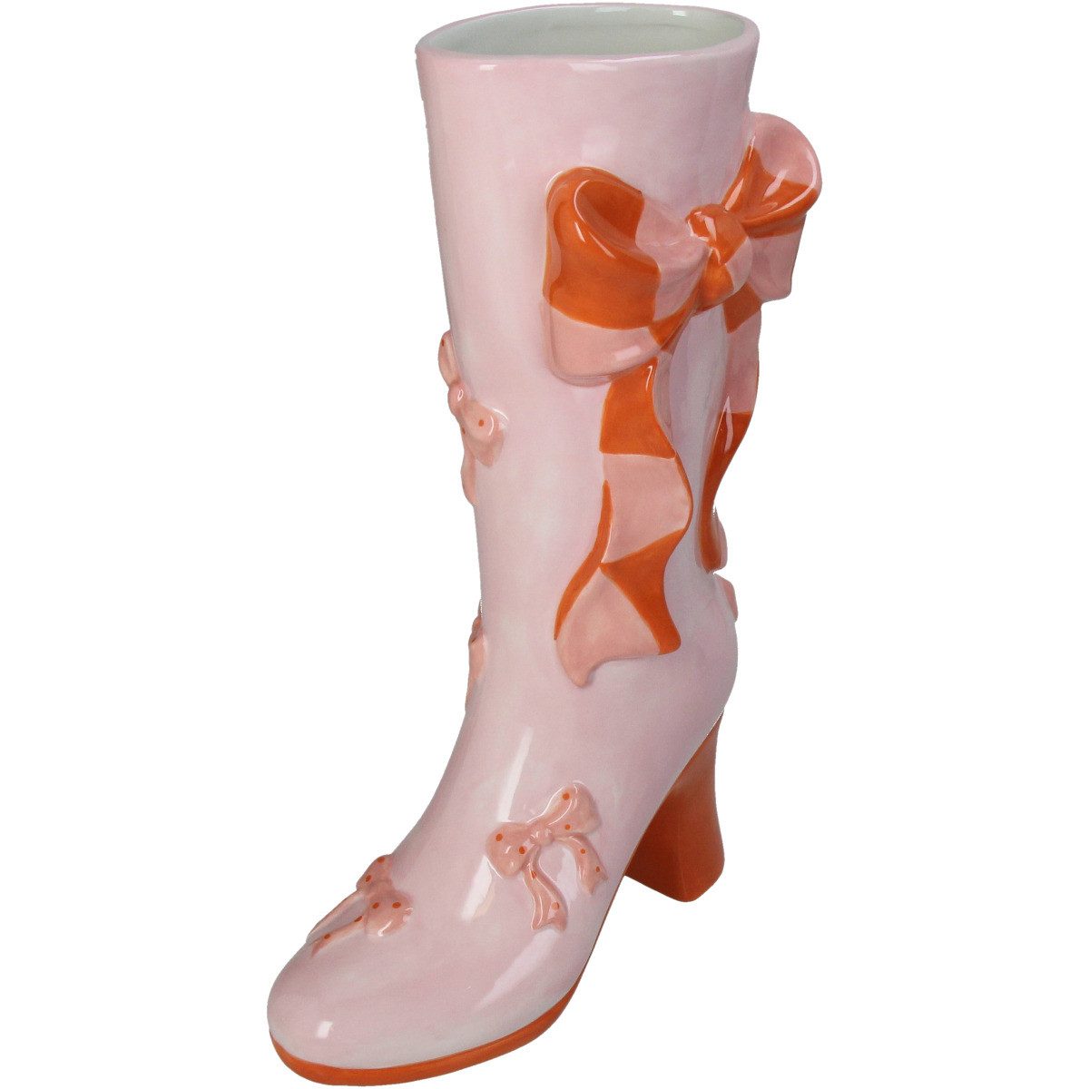 Kersten BV Dekovase Damenstiefel Rosa mit Schleifen (1 St), 21 x 9 x 32.6 cm