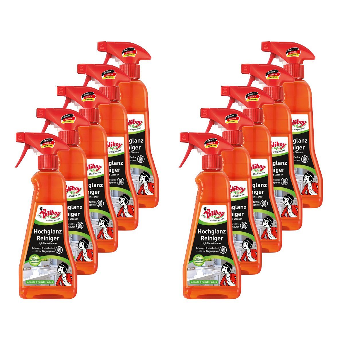 Hochglanz Möbel Reiniger - 10x375 ml - speziell für Hochglanzflächen Küchenreiniger