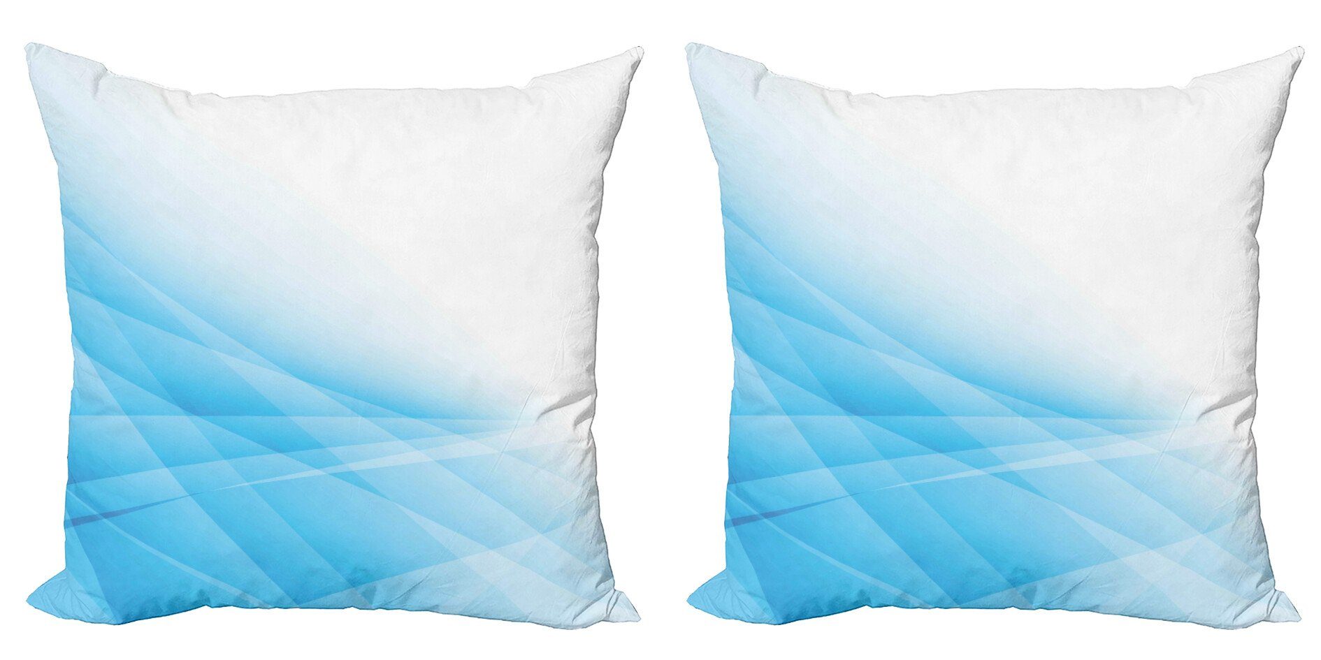 Kissenbezüge Modern Accent Doppelseitiger Digitaldruck, Abakuhaus (2 Stück), Blau Futuristische Linien Weichheit Kunst