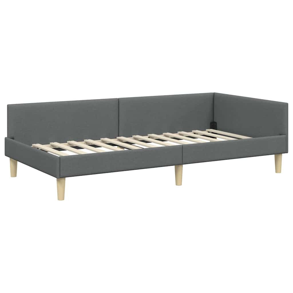 vidaXL Bett Eckbettgestell mit Kopfteil Dunkelgrau 90 x 190 cm Stoff (1-tlg günstig online kaufen