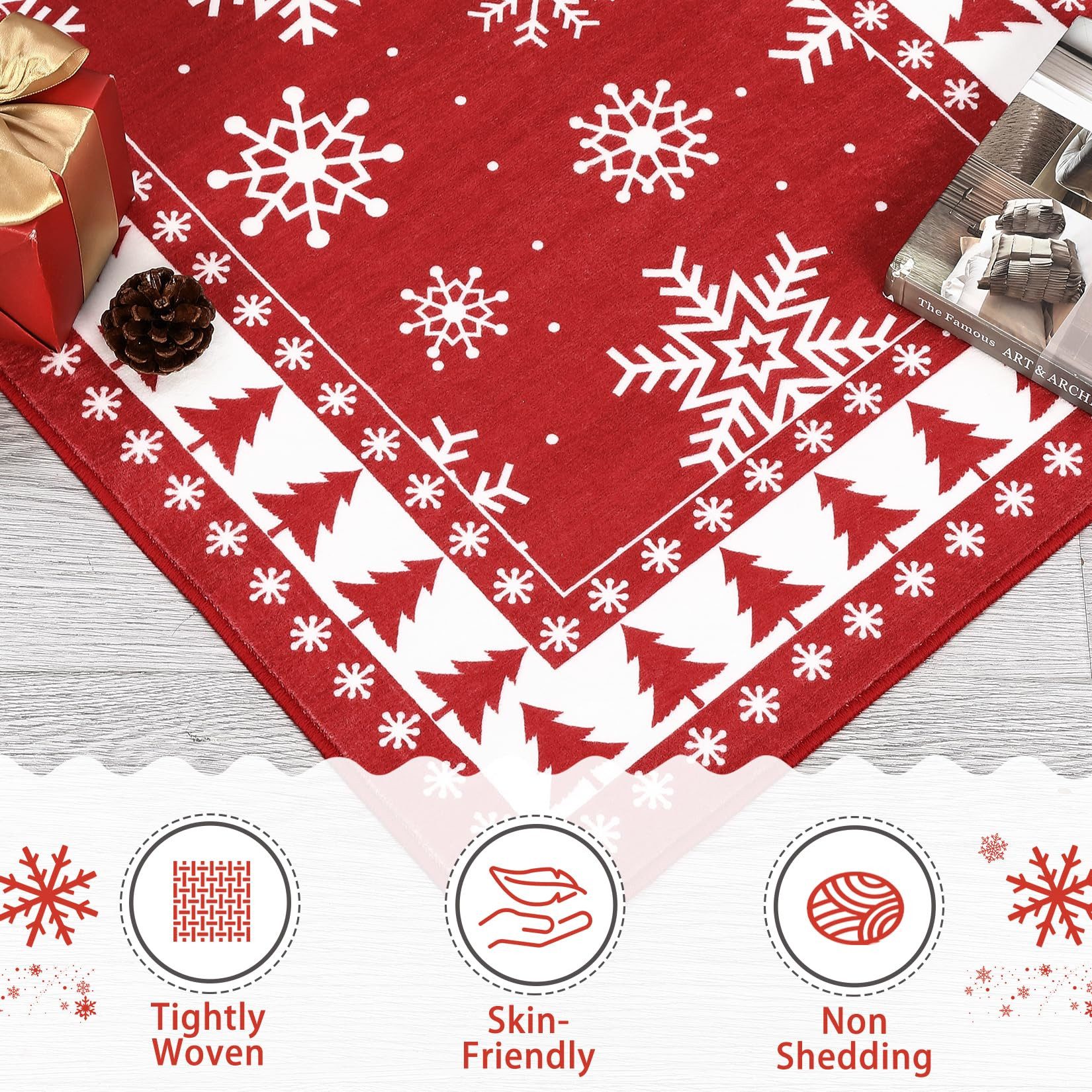 GarveeMore Teppich Waschbarer Weihnachtsbereich Teppich Schneeflocke günstig online kaufen