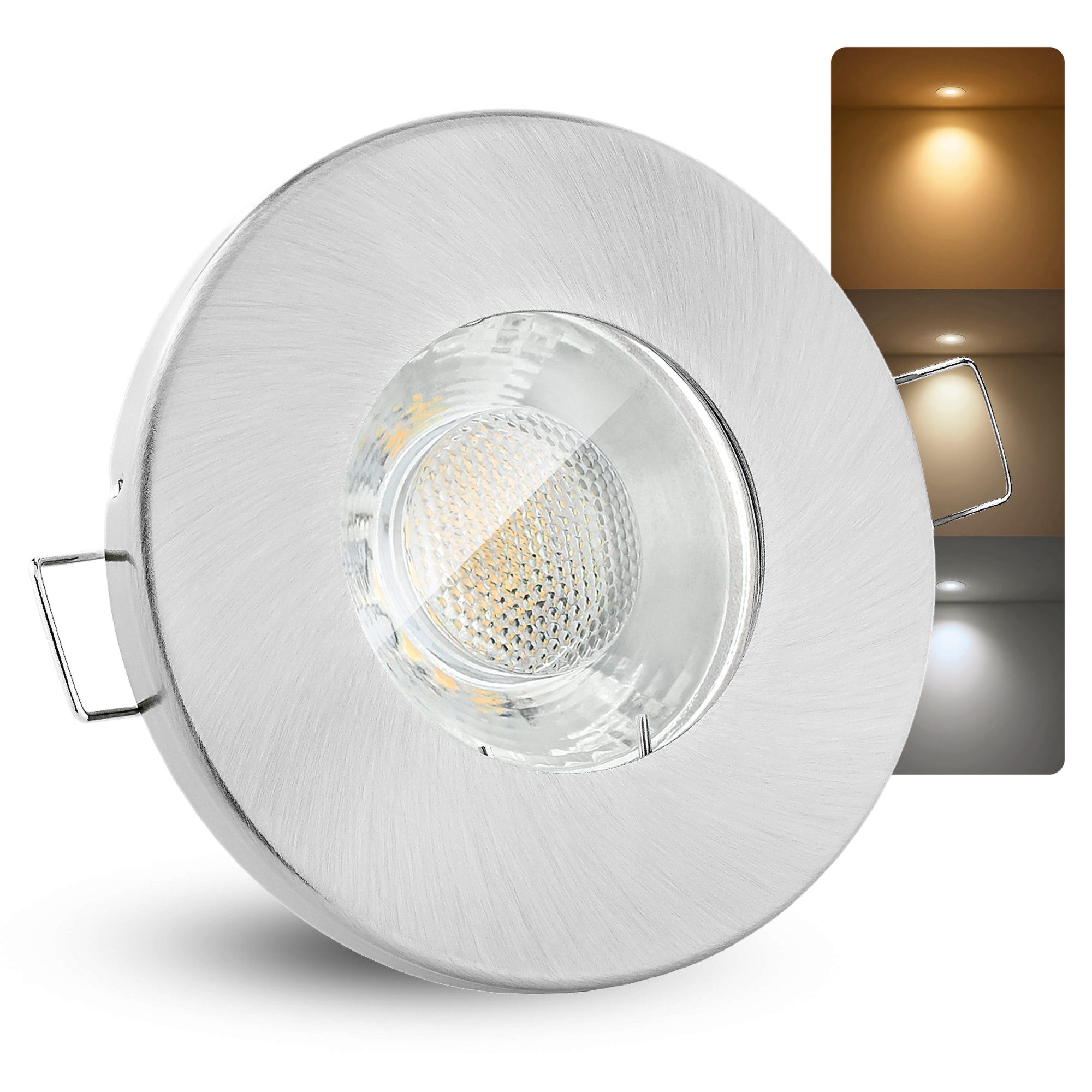 linovum LED Einbaustrahler LED Einbaustrahler IP65 LED drei einstellbaren Lichtfarben 3CCTGU10 6W, Neutralweiß, Warmweiß, Tageslichtweiß