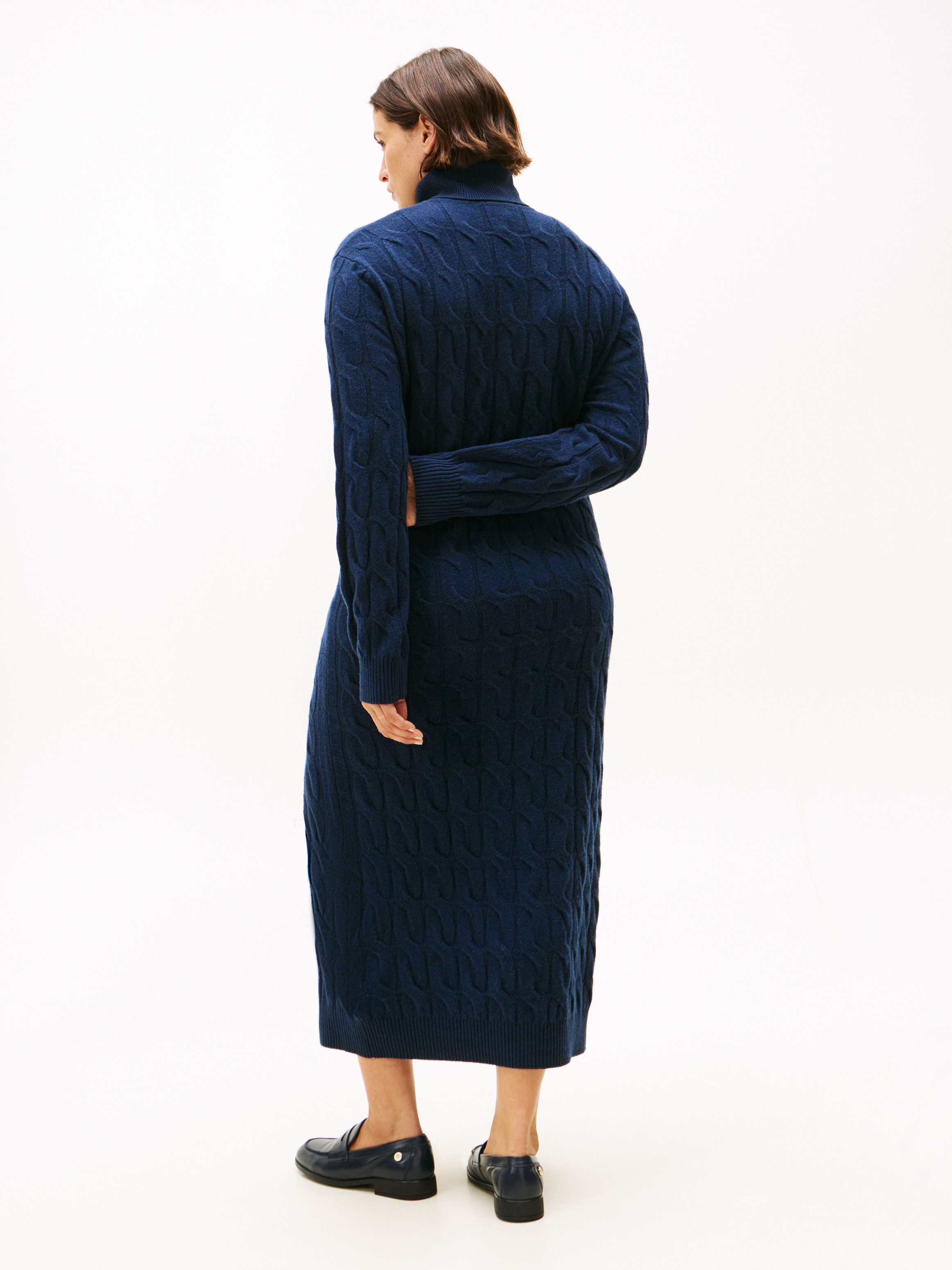 Tommy Hilfiger Curve Strickkleid CRV SOFT WOOL CABLE ROLL-NK DRS in großen günstig online kaufen