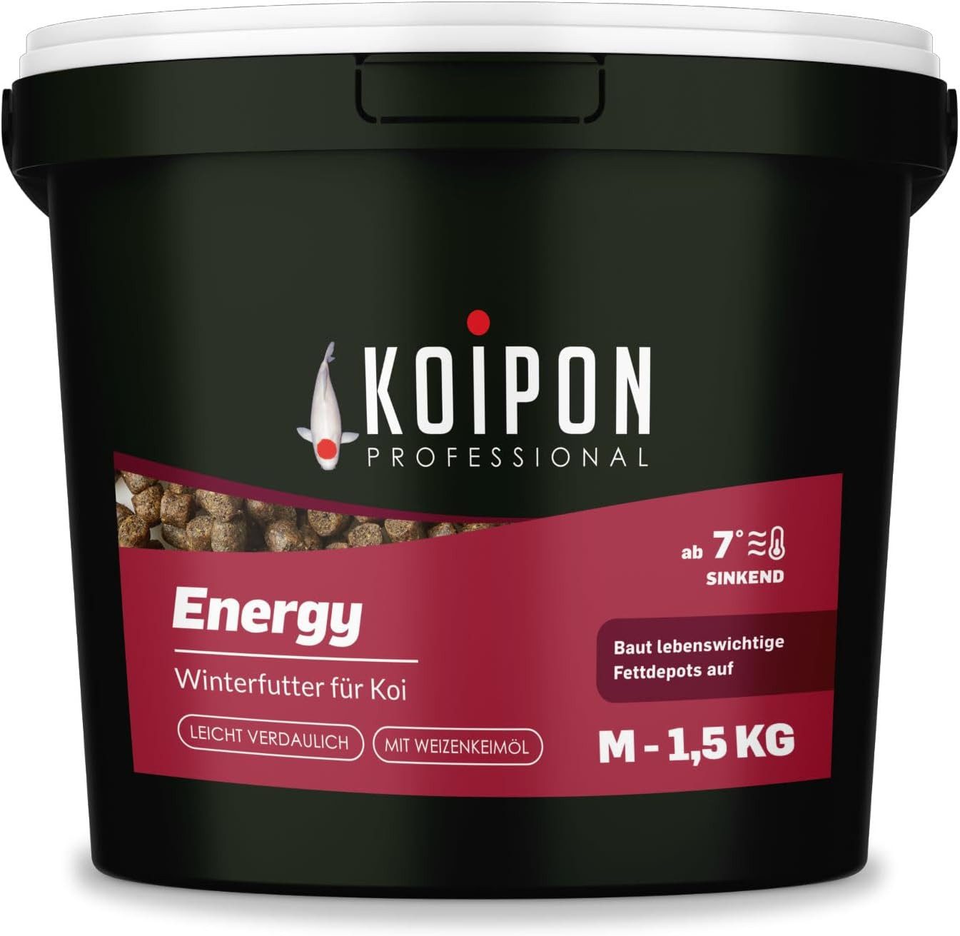 KOIPON KOIPON Energy 6mm Winterfutter sinkend für Koi & Goldfische, Trockenfutter für: Koi, Goldfische, Teichfische, Zierfische, Winterfutter sinkend, Hochdosierte Vitamine, Made in Germany