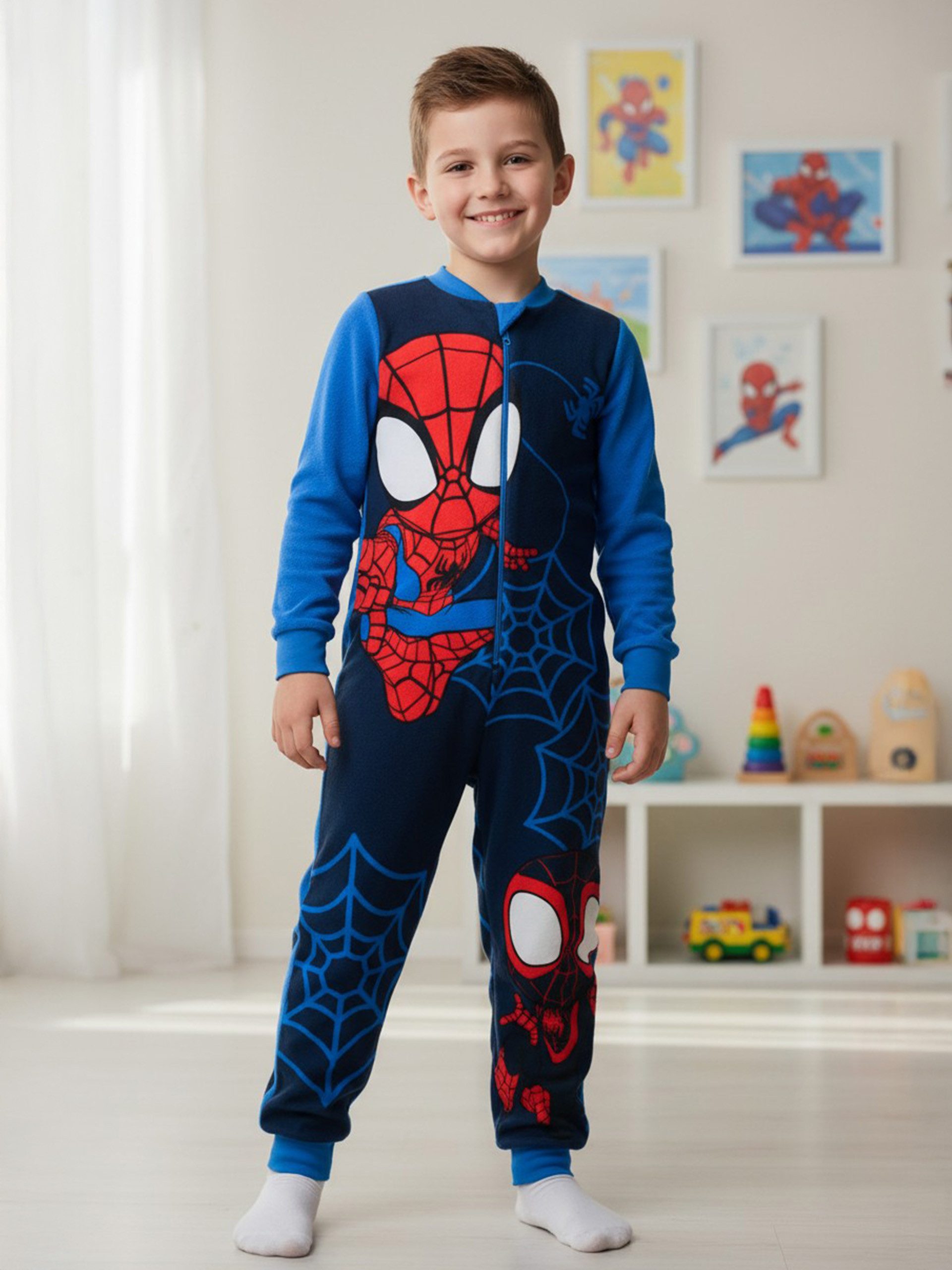 United Labels® Jumpsuit Marvel Spidey Jumpsuit Spiderman Overall Pyjama Schlafanzug langarm – Bild 3 von 5