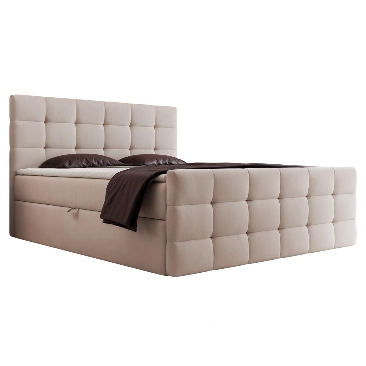 Compleo Boxspringbett elegant und modern, Doppelbett gepolstertes Kopfteil günstig online kaufen